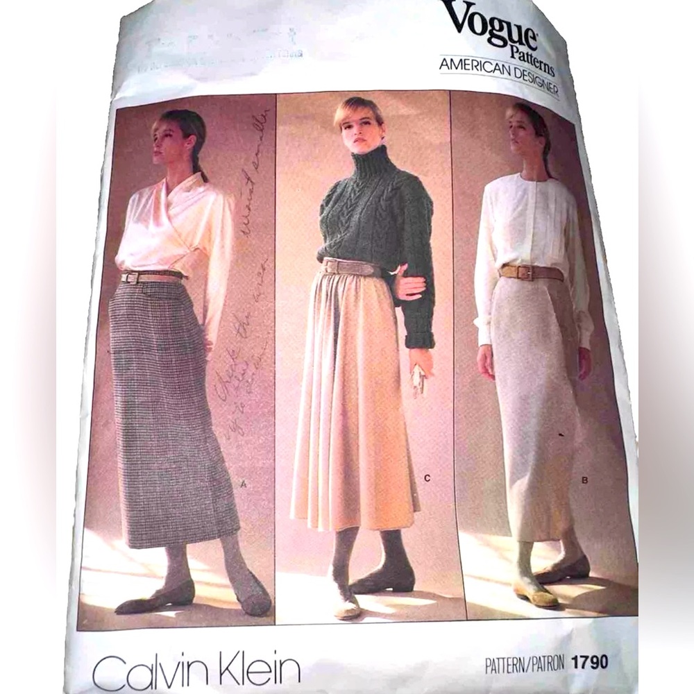 VTG 80s Calvin Klein Vogue Sewing Pattern #1790 Sz 8 Classic Skirt COMPLETE